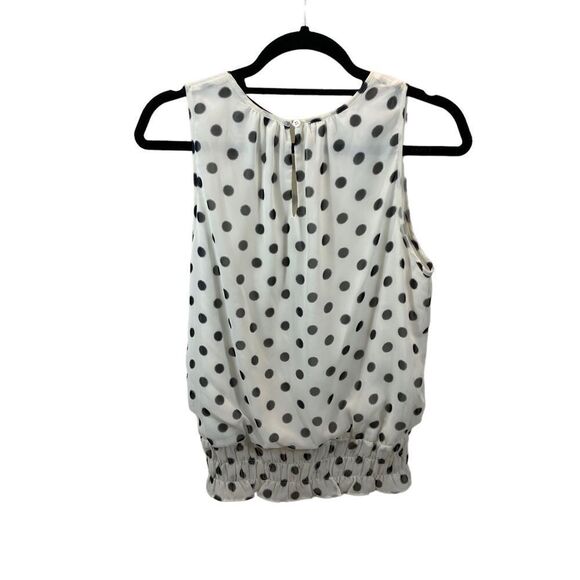 Collective Concepts White with Black Polka‎ Dots Sleeveless Blouse Size Large - Picture 4 of 9